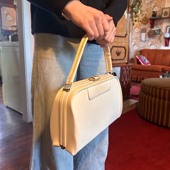 1960s QUEEN-CORE made in norwich england white leather handbag - from MAC - Picture 6 of 13